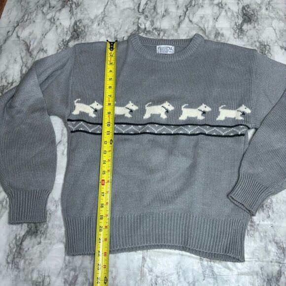 Vintage Scotty Scottie dog Graphic Crewneck Sweater grey black Size Small 90s - Picture 9 of 9
